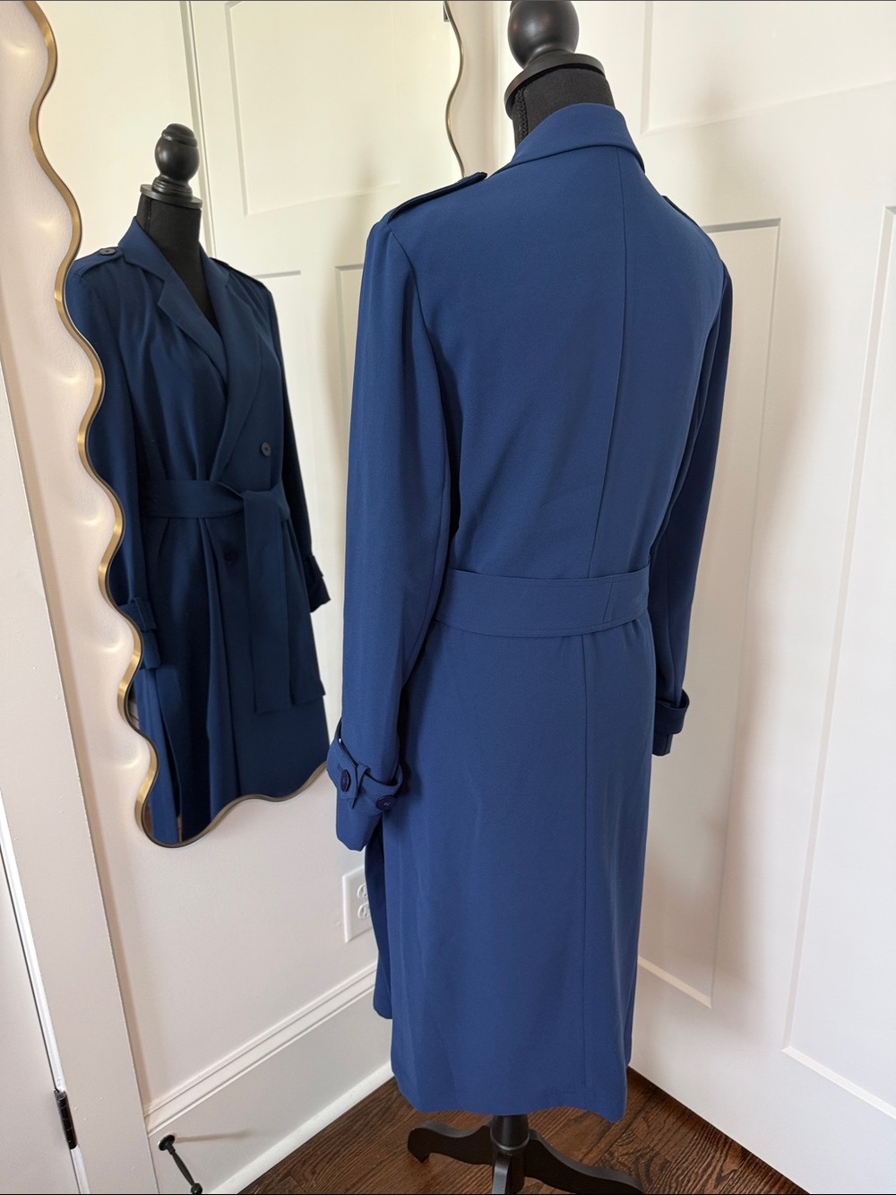 Adolfo Dominguez Navy Blue Long Sleeve Wrap Trench Dress - Picture 8 of 12